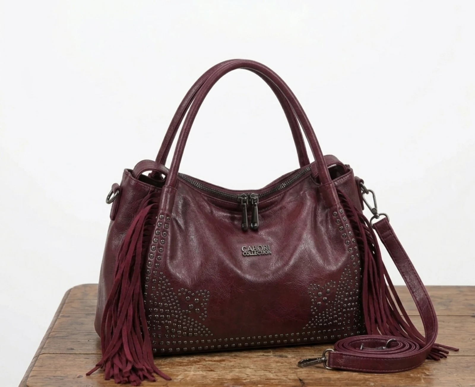Bolso vintage dressing Y2K bohemio chic nuevo burdeos 